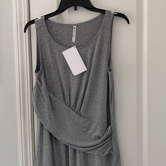 NWT Fabletics Retta Midi Dress gray casual sleeveless silky soft jersey drape - Picture 4 of 12